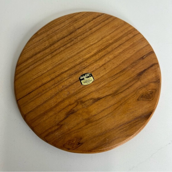 Vintage Dolphin Genuine Teakwood Glass Cloche Cheese Board Made in Thailand - Picture 3 of 6